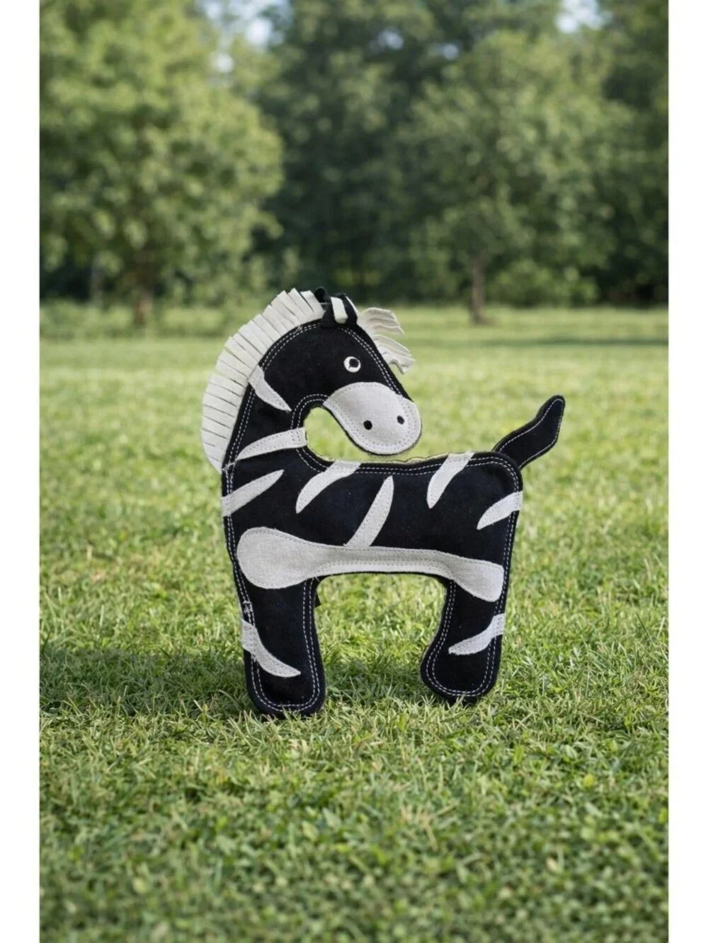 New Large Zebra Dog Chew Toy Tough Leather for Aggressive Chewers
